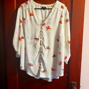 White butterfly blouse
